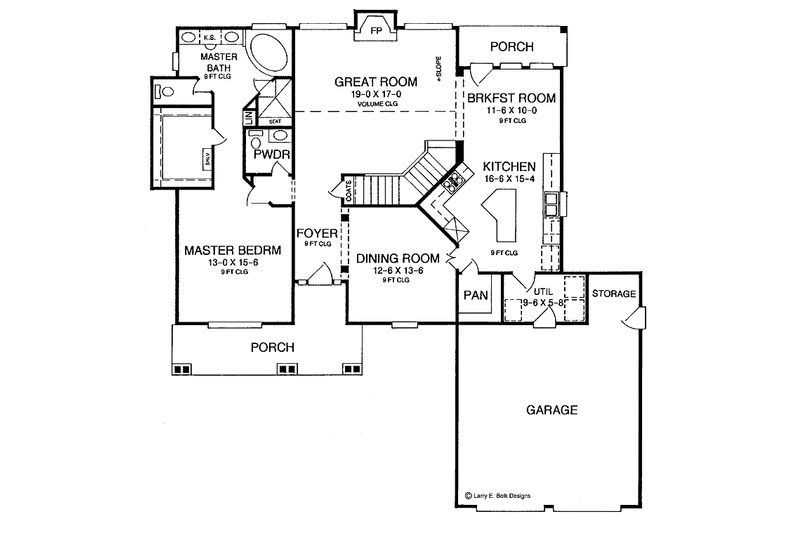 House Design - Floor Plan - Main Floor for Country House Plan #952-84 - 3 bed, 2.5 bath