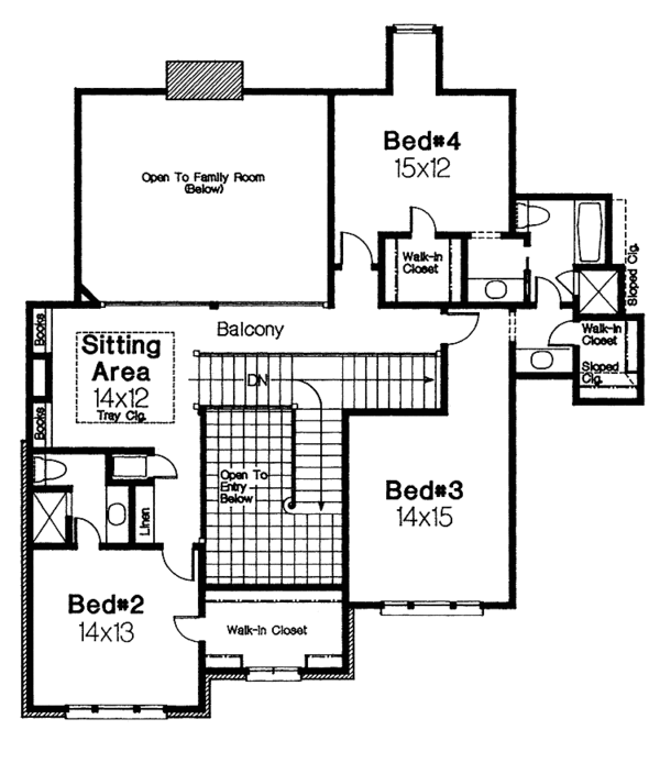 Dream House Plan - Tudor Floor Plan - Upper Floor Plan #310-1089