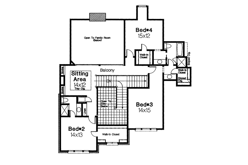 Home Plan - Floor Plan - Upper Floor for Tudor House Plan #310-1089 - 4 bed, 3.5 bath