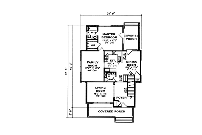 Home Plan - Floor Plan - Main Floor for Country House Plan #984-4 - 4 bed, 2.5 bath