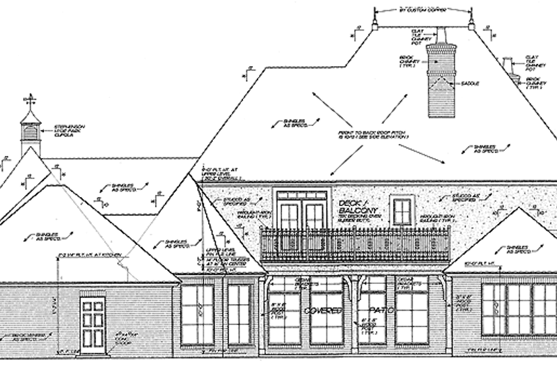 Architectural House Design - Exterior - Rear Elevation for European House Plan #310-1187 - 4 bed, 3.5 bath