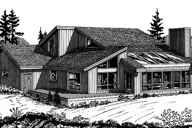 Home Plan - Exterior - Rear Elevation for Prairie House Plan #320-1181 - 3 bed, 2 bath