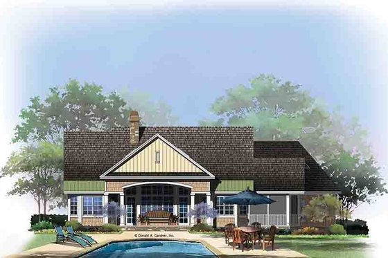Exterior - Rear Elevation 1 for Craftsman House Plan #929-973 - 4 bed, 3 bath