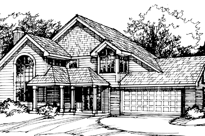 House Blueprint - Prairie Exterior - Front Elevation Plan #320-1007