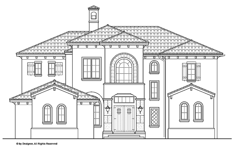 House Blueprint - Exterior - Front Elevation 3 for Mediterranean House Plan #1019-17 - 4 bed, 4.5 bath