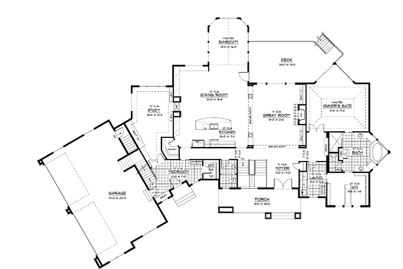 Architectural House Design - Floor Plan - Main Floor for European House Plan #51-690 - 5 bed, 4 bath