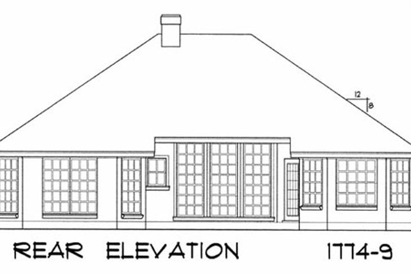 Home Plan - Exterior - Rear Elevation for European House Plan #40-187 - 4 bed, 2 bath
