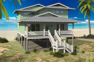 Beach Exterior - Front Elevation Plan #932-936