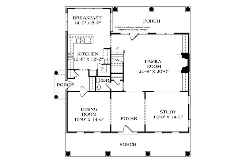 Home Plan - Floor Plan - Main Floor for Classical House Plan #453-333 - 5 bed, 4.5 bath