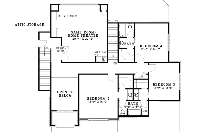 Home Plan - Floor Plan - Upper Floor for Traditional House Plan #17-3222 - 4 bed, 3 bath