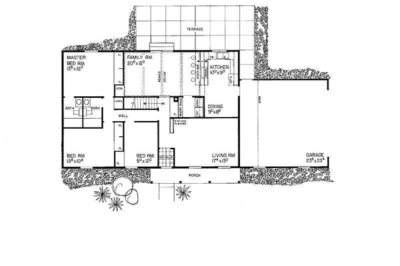 Dream House Plan - Floor Plan - Main Floor for Ranch House Plan #72-734 - 3 bed, 2 bath