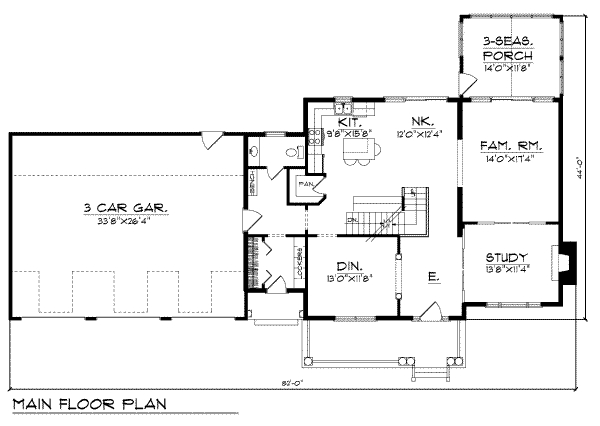 Home Plan - Colonial Floor Plan - Main Floor Plan #70-430