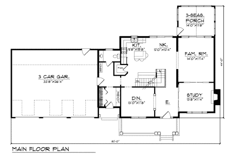 House Plan Design - Floor Plan - Main Floor for Colonial House Plan #70-430 - 3 bed, 3.5 bath
