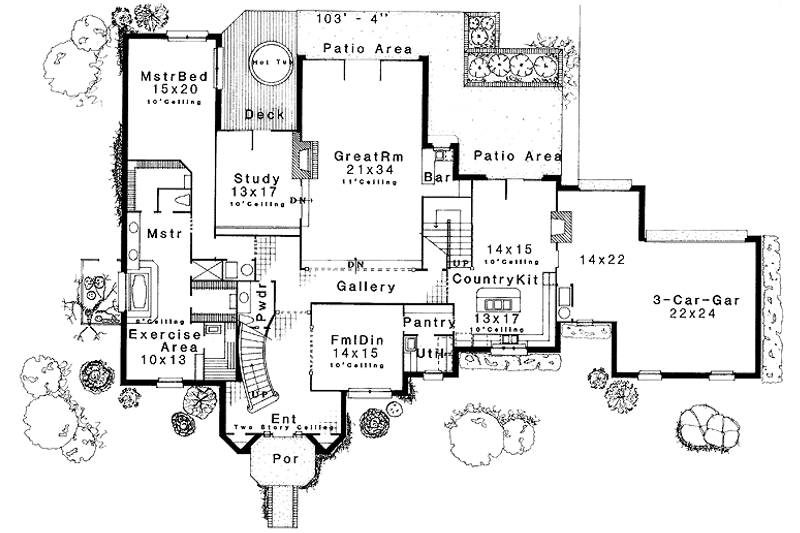 Dream House Plan - Floor Plan - Main Floor for Tudor House Plan #310-1064 - 4 bed, 3.5 bath