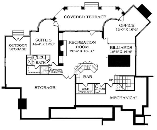 Architectural House Design - Craftsman Floor Plan - Lower Floor Plan #453-459