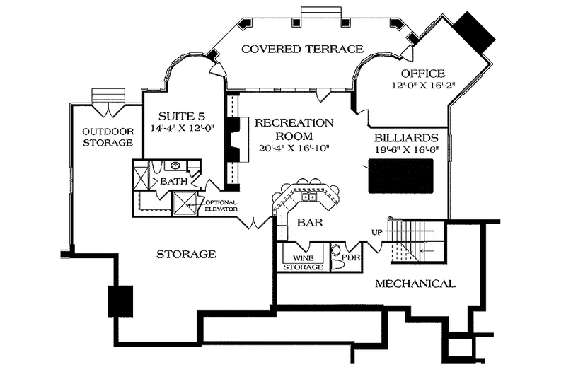 Dream House Plan - Floor Plan - Lower Floor for Craftsman House Plan #453-459 - 5 bed, 5 bath