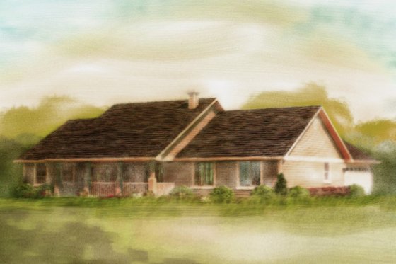 Exterior - Front Elevation 7 for Ranch House Plan #18-9545 - 3 bed, 2 bath