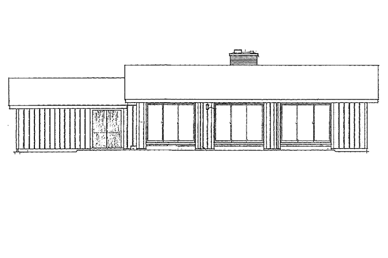 House Blueprint - Exterior - Rear Elevation for Ranch House Plan #72-638 - 3 bed, 2 bath