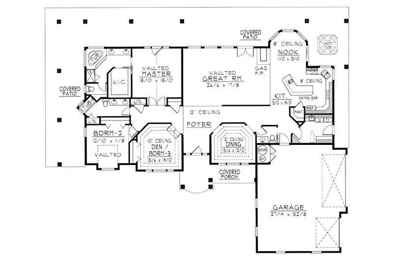Home Plan - Floor Plan - Main Floor for Country House Plan #1037-20 - 2 bed, 2.5 bath
