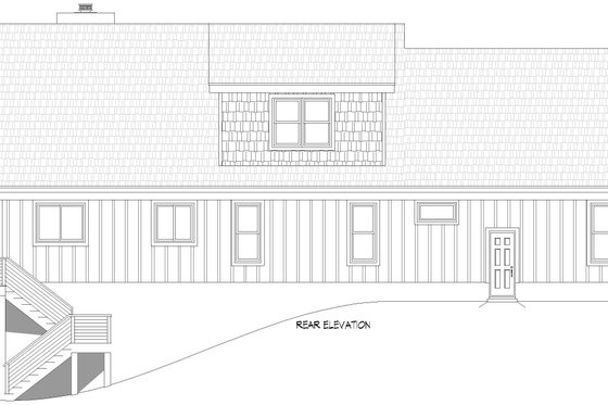 Exterior - Rear Elevation for Southern House Plan #932-1188 - 3 bed, 2.5 bath