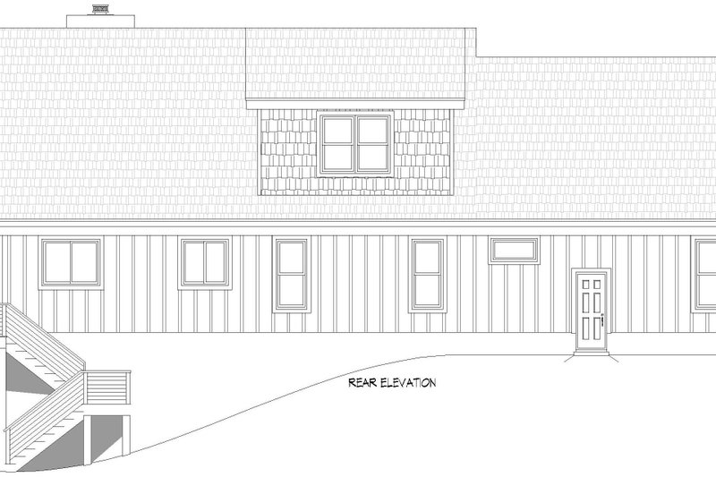 House Blueprint - Exterior - Rear Elevation for Southern House Plan #932-1188 - 3 bed, 2.5 bath