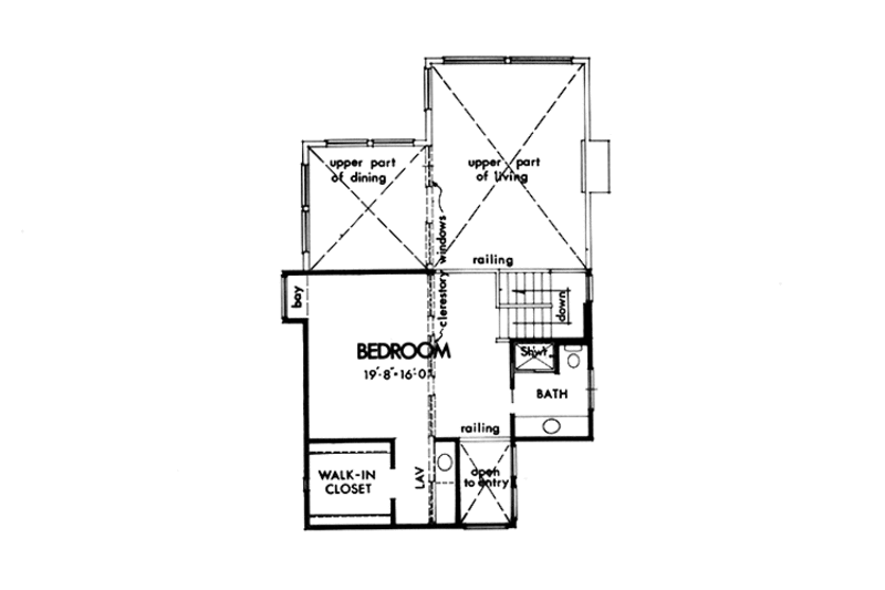 Home Plan - Floor Plan - Upper Floor for Contemporary House Plan #320-1390 - 2 bed, 2 bath