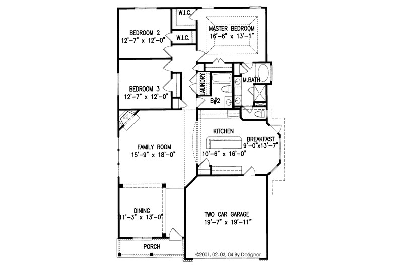 Home Plan - Floor Plan - Main Floor for Country House Plan #54-193 - 3 bed, 2 bath