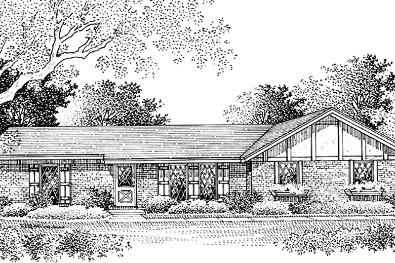 Home Plan - Exterior - Front Elevation 5 for Ranch House Plan #45-555 - 3 bed, 2 bath