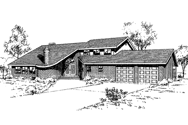 Home Plan - Exterior - Front Elevation 3 for Contemporary House Plan #60-792 - 3 bed, 2.5 bath