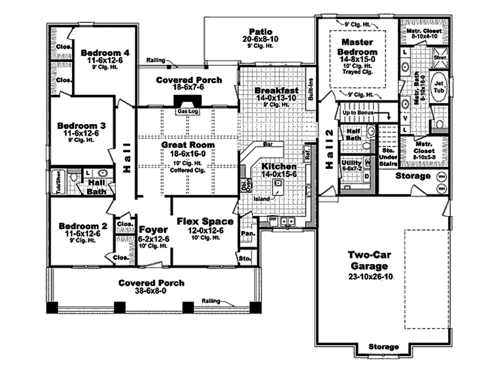 Craftsman Style House  Plan  4 Beds 2 5 Baths 2400  Sq  Ft  