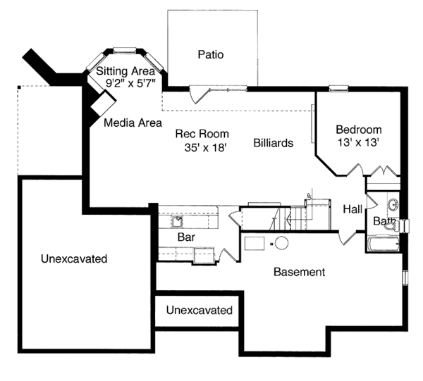 House Design - European Floor Plan - Lower Floor Plan #46-530