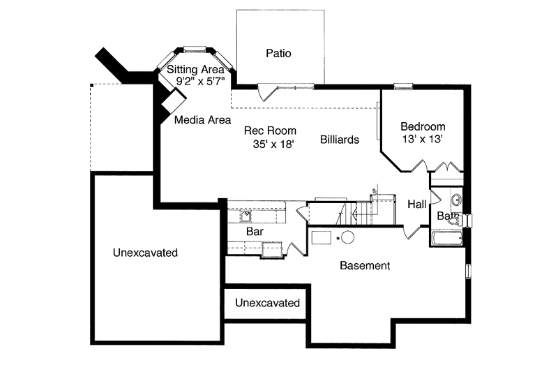 Home Plan - Floor Plan - Lower Floor for European House Plan #46-530 - 3 bed, 2 bath
