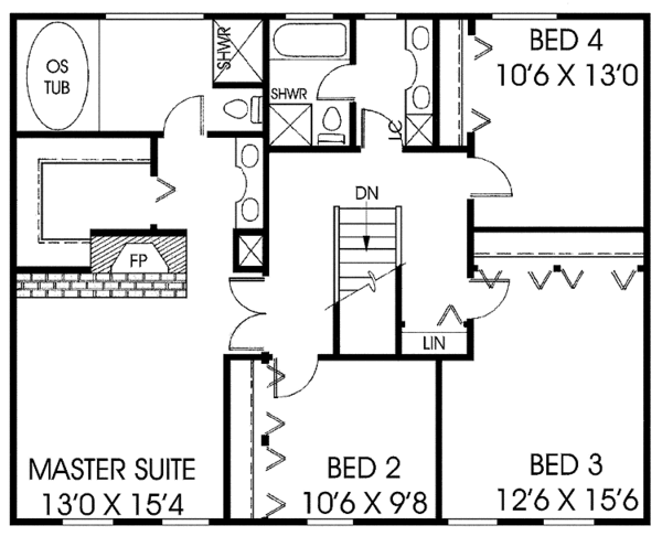Home Plan - Colonial Floor Plan - Upper Floor Plan #60-789