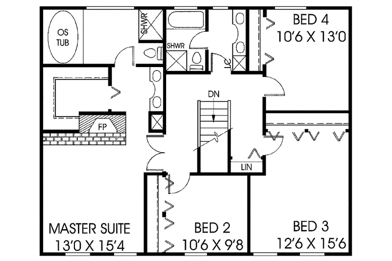 Home Plan - Floor Plan - Upper Floor for Colonial House Plan #60-789 - 5 bed, 3 bath