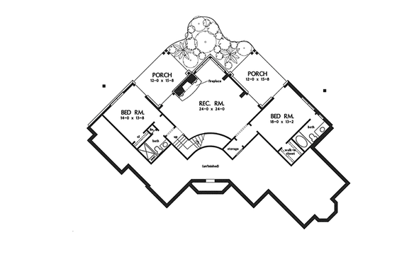Floor Plan - Lower Floor for European House Plan #929-944 - 3 bed, 3.5 bath