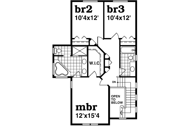 Architectural House Design - Floor Plan - Upper Floor for Craftsman House Plan #47-1024 - 3 bed, 2.5 bath
