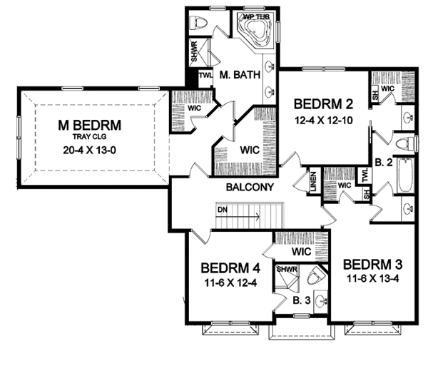 Architectural House Design - Traditional Floor Plan - Upper Floor Plan #328-383