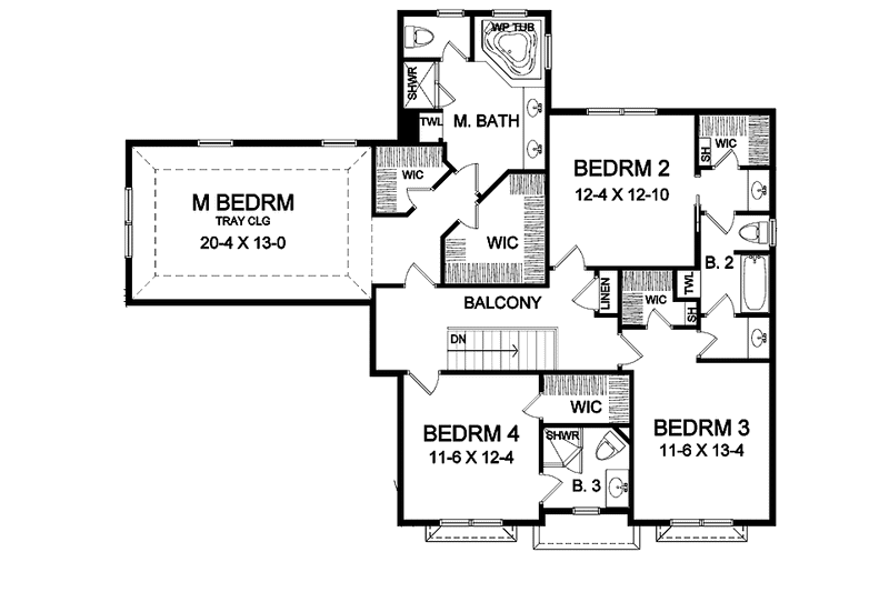 Home Plan - Floor Plan - Upper Floor for Traditional House Plan #328-383 - 4 bed, 3.5 bath