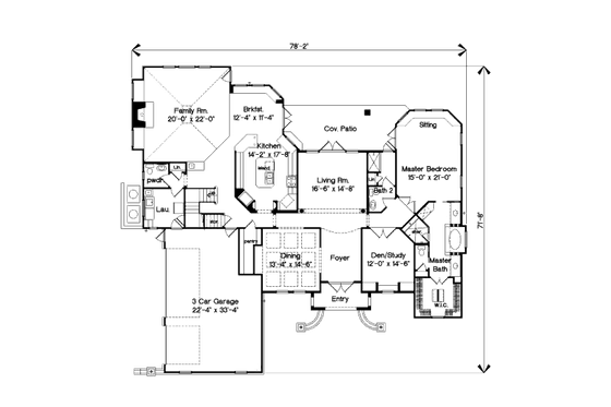 Floor Plan - Main Floor for European House Plan #135-173 - 4 bed, 4.5 bath