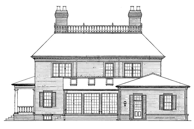 Home Plan - Exterior - Rear Elevation for Classical House Plan #72-814 - 3 bed, 2.5 bath