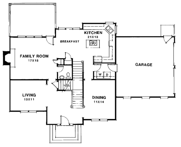 House Plan Design - Colonial Floor Plan - Main Floor Plan #129-166