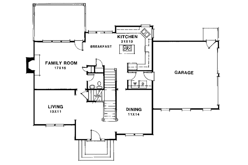 Home Plan - Floor Plan - Main Floor for Colonial House Plan #129-166 - 4 bed, 2.5 bath