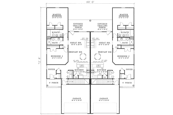 Floor Plan - Main Floor for Traditional House Plan #17-601 - 4 bed, 4 bath