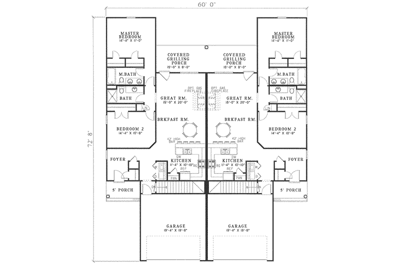 Architectural House Design - Floor Plan - Main Floor for Traditional House Plan #17-601 - 4 bed, 4 bath