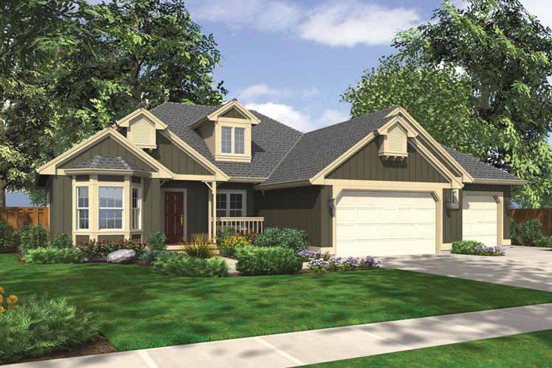 Home Plan - Exterior - Front Elevation 3 for Ranch House Plan #132-535 - 3 bed, 2 bath