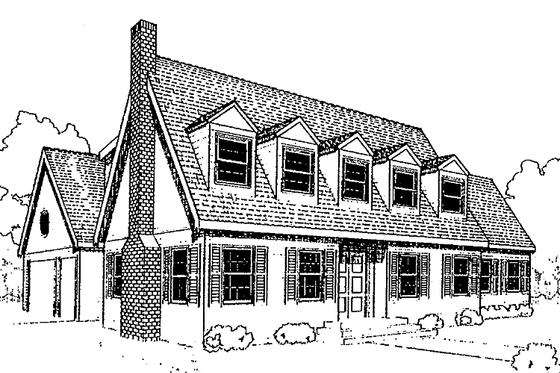 Exterior - Front Elevation 3 for Colonial House Plan #60-711 - 4 bed, 3 bath
