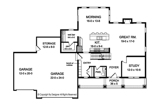 Floor Plan - Main Floor for Traditional House Plan #1010-158 - 4 bed, 2.5 bath