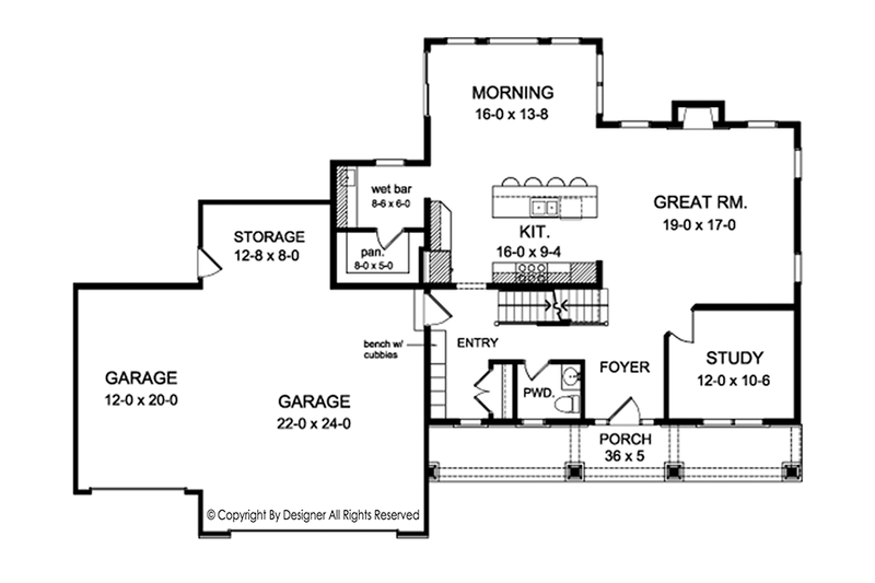 Architectural House Design - Floor Plan - Main Floor for Traditional House Plan #1010-158 - 4 bed, 2.5 bath