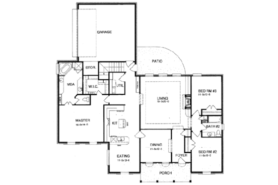 Floor Plan - Main Floor for Mediterranean House Plan #15-126 - 3 bed, 2 bath