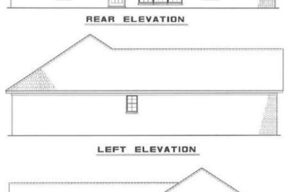 Exterior - Rear Elevation for Traditional House Plan #17-103 - 3 bed, 2 bath